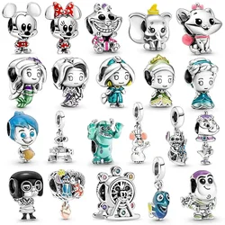 925 Sterling Silver Jewelry MINISODisney Minnie Mouse Dotted Dress Bow Cinderella Lilo Stitch Charm Fit Pando Bracelet