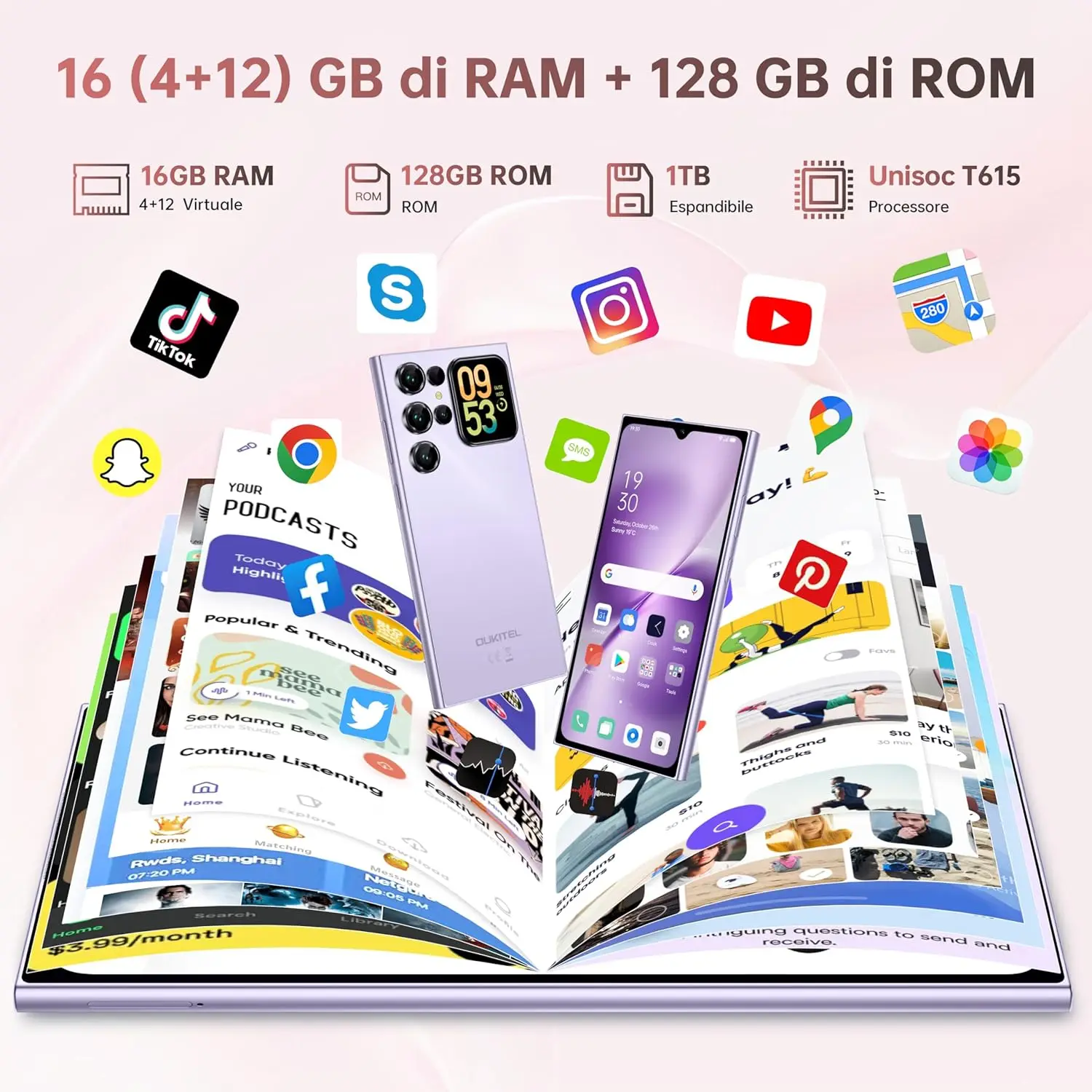 OUKITEL C62 16GB RAM 128GB スマートフォン OUKITEL C62-EV 6.88-inch 5150mAh Battery 9.5mm Ultra-thin Body
