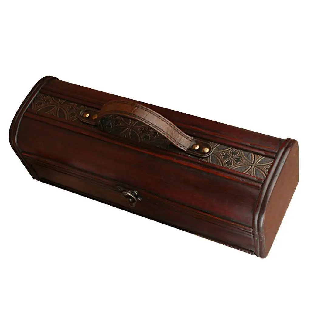 Vintage Archaistic Red Wine Box Portable Wooden Wine Box Retro Gift Wine Storage Box Bottle Packag Wth Handle Bar Accessories