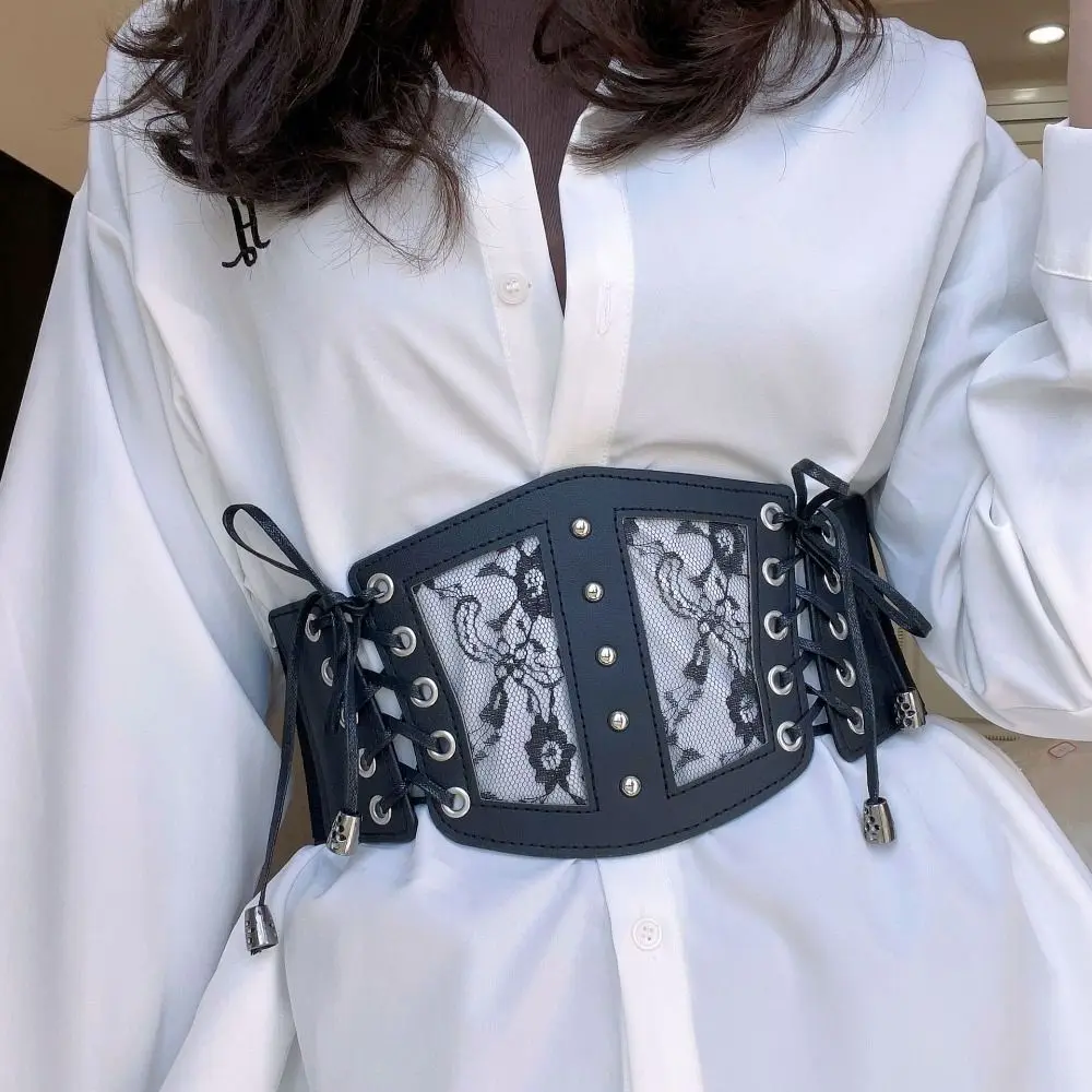 

Slimming PU Leather Lace Cummerbunds High Waist Dress Girdle Female Waistband Strap Wide Waist Belt Corset