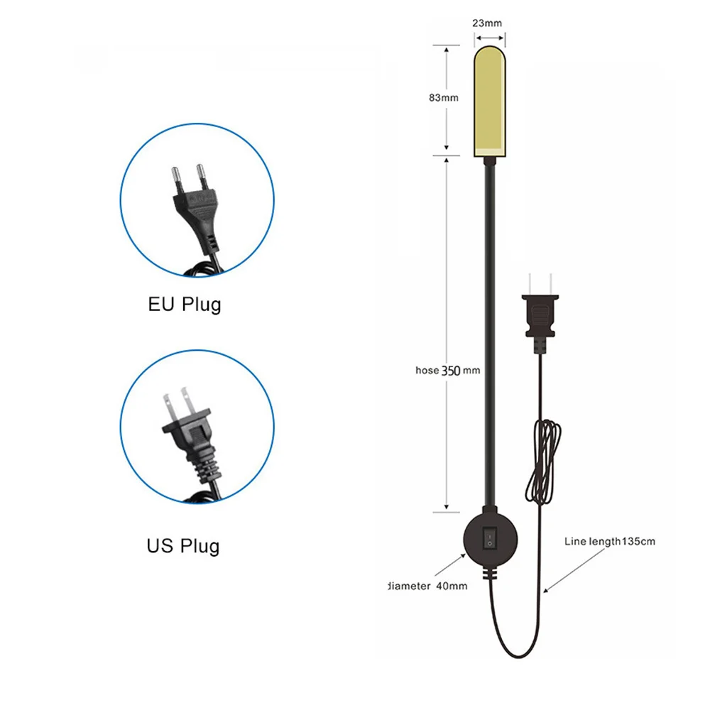 Forte adsorção magnética COB roupas luzes, lâmpada de noite de poupança de energia para fábrica, Workbench brocas, UE, EUA Plug, 6W