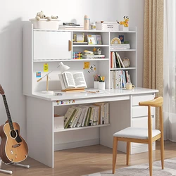 Simples e moderno integrado Bookshelf Desk, quarto do estudante, secretária