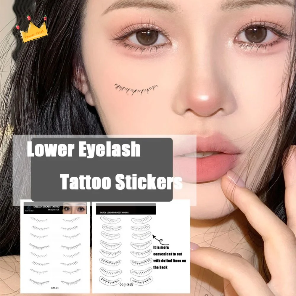

8/10Pairs Multi-Style Lower Eyelash Tattoo Stickers Simulation 3D Under Eye Fake Eyelash Black Waterproof Transfer Lashes Decals
