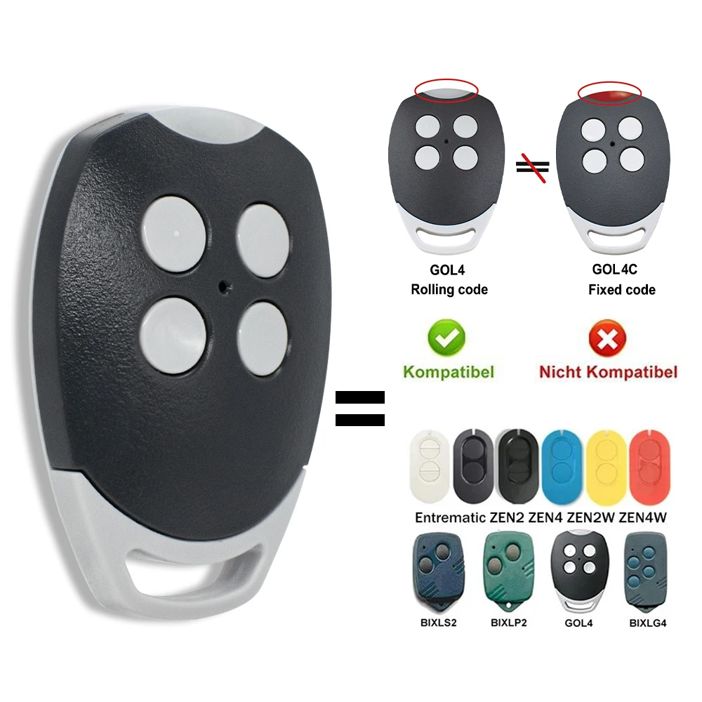 Ditec GOL4 BIXLS2 BIXLP2 BIXLG4 Replacement Garage Door Remote Control 433.92MHz Rolling Code Gate Transmitter