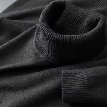 2026 New Mens Knitted Sweaters Solid Color Turtleneck Breathable Pullovers Warm Outdoor Basic Streetwear autumn Business Tops 5
