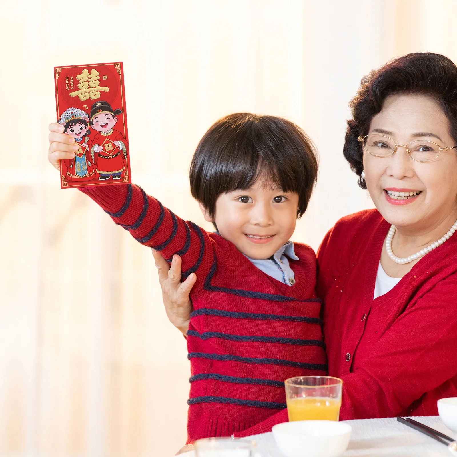 

6Pcs Red Envelopes Chinese Style Traditional Happiness Symbol Spacious Interior Material Wedding Favors