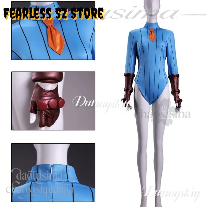 Cammy White Cosplay Street Anime Game Movie Fighter SF 코스프레 Blue Stripes Jumpsuit Fashion Bodysuit Headwear Gloves Halloween view 3