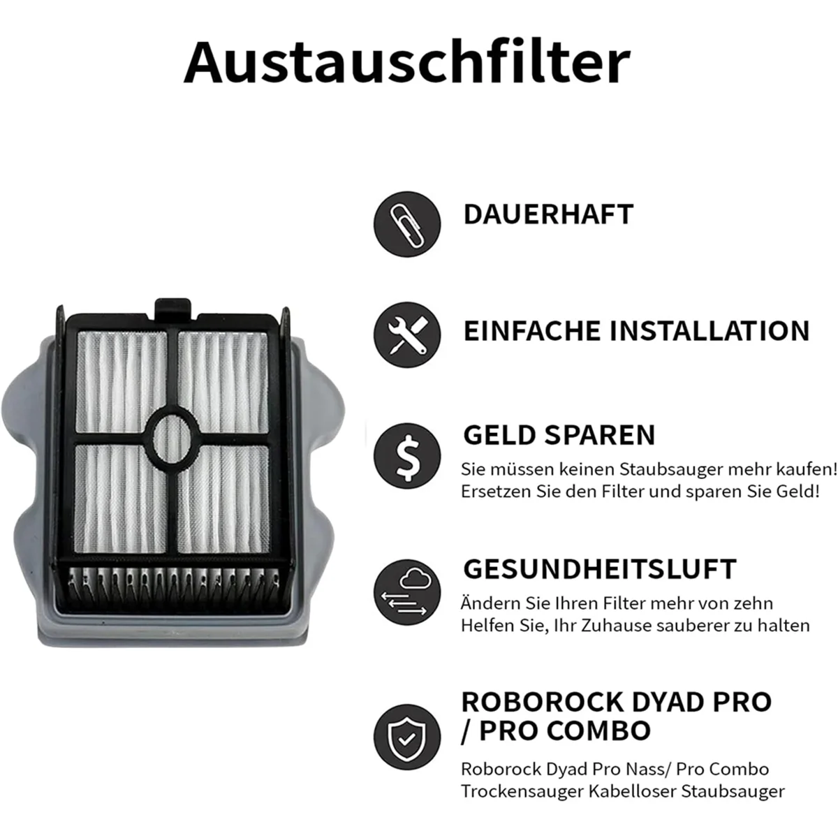 For Roborock Dyad Pro/Dyad Pro Combo Vacuum Cleaner Roller Brush Hepa Filters Replacement Parts