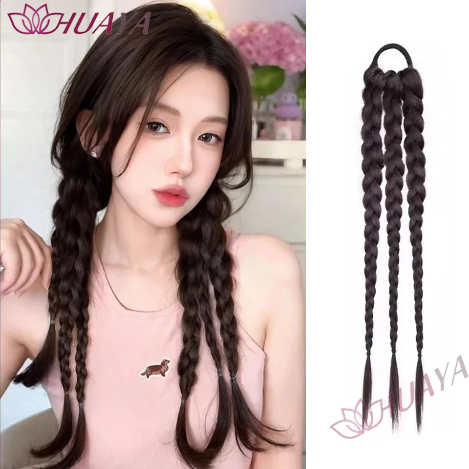 

Ponytail Synthetic Wig Jellyfish Twist Braid Long Hair Natural Fluffy Braided Hair Daily Wear Sweet Boxing Braided Hair