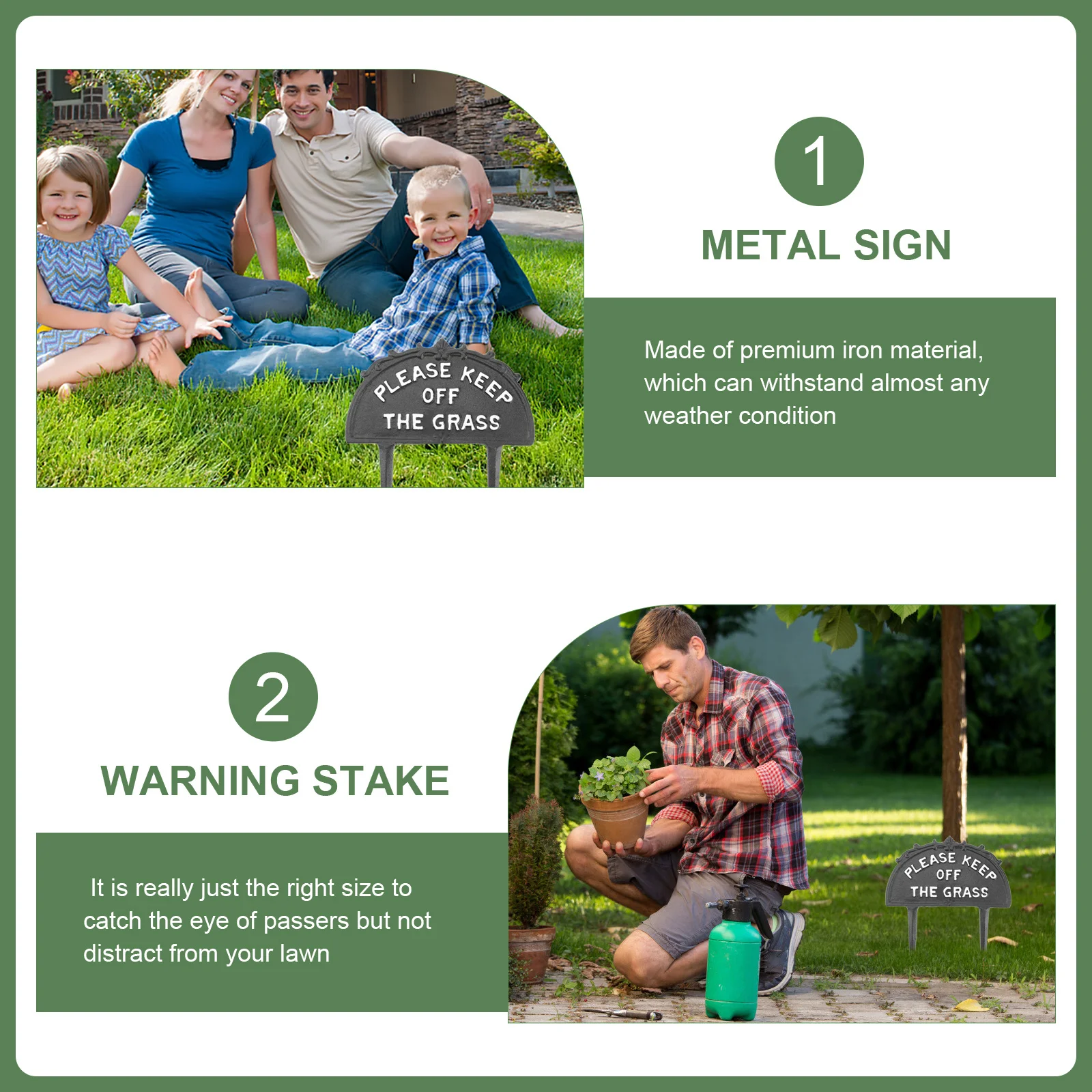 

1pc Lawn Stake Iron Warning Metal Ground Marker For Grass Protection Outdoor Yard Decor Traffic Metal Sign Safety Sign