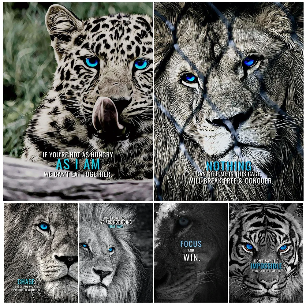 

Inspiring Sayings Wall Art Canvas Print The Persuasion Of Cheetah And Lion,Art Poster Print For Living Room Decoration Unframed