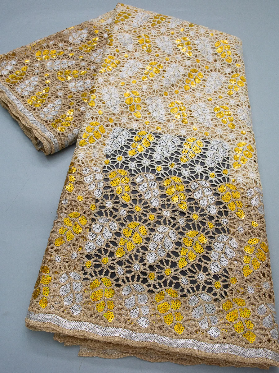 

Африканское кружево с пайетками, гипюр, высококачественное нигерийское кружево 2026, водорастворимая ткань для женских платьев и свадебных нарядов