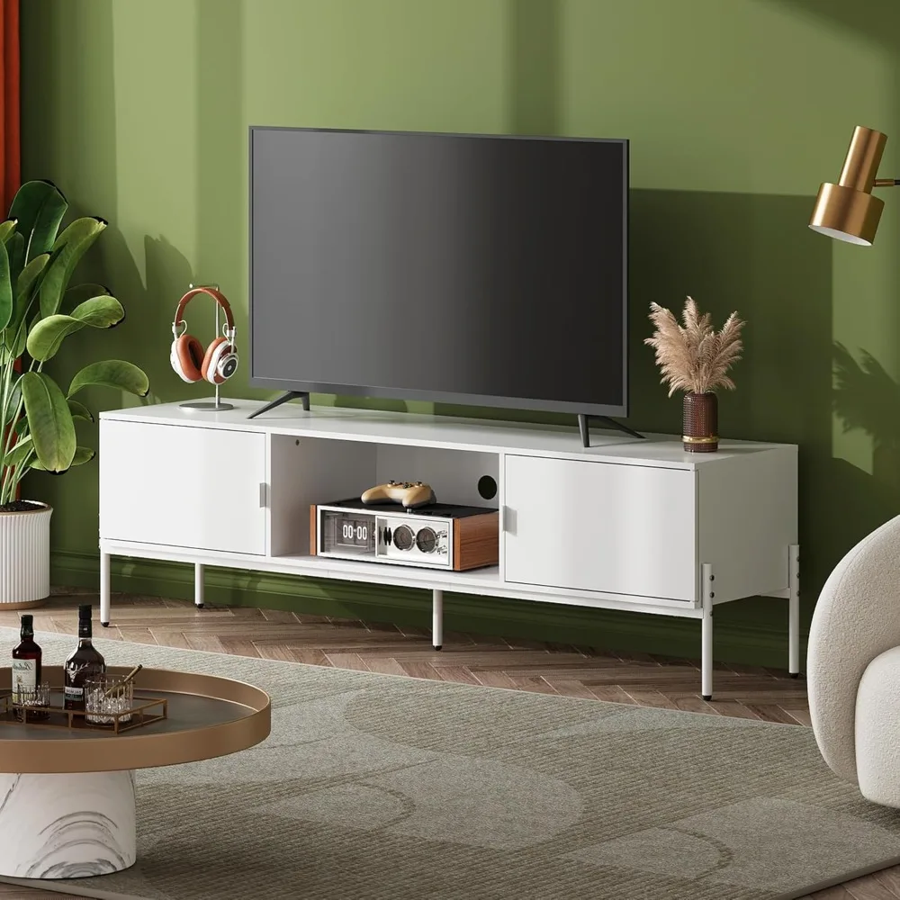 

Modern TV Stand for 65 Inch TV, Mid Century Entainment Center with Storage Cabinets, TV Console for Bedroom and Living Room