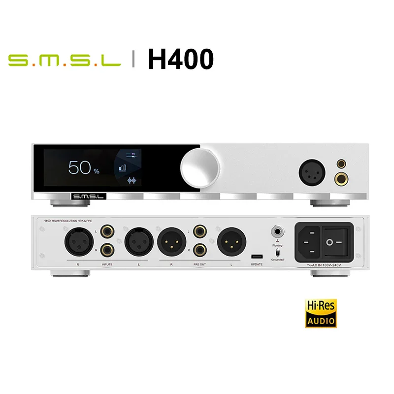 SMSL H400 مضخم ضوت سماعات الأذن AMP صوت عالي الدقة مع تصميم متوازن بالكامل حتى 15 وات/16 أوم جهاز تحكم عن بعد عالي الطاقة