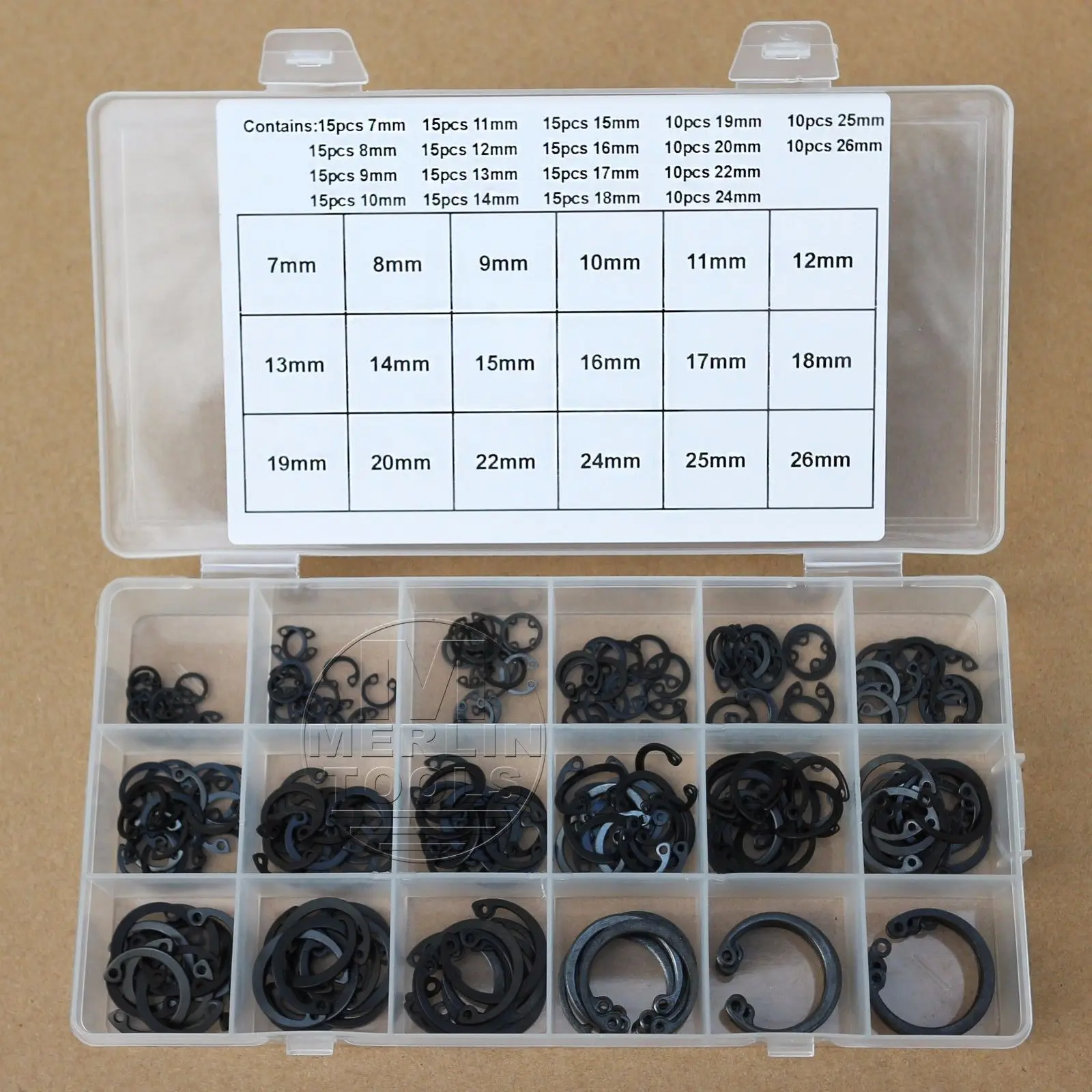 240Pcs 18 Kinds Steel Internal Circlip Retaining Ring Snap Ring Assortment Kit