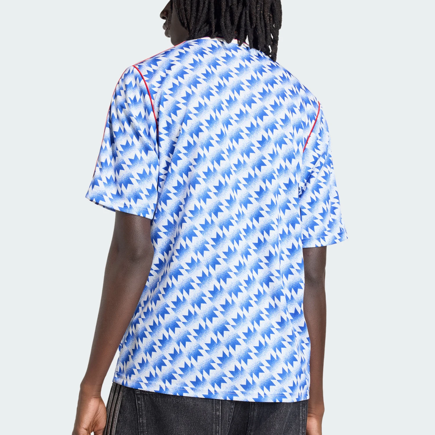 Adidas genuine clover new men's blue and white retro short sleeved jersey JM5495