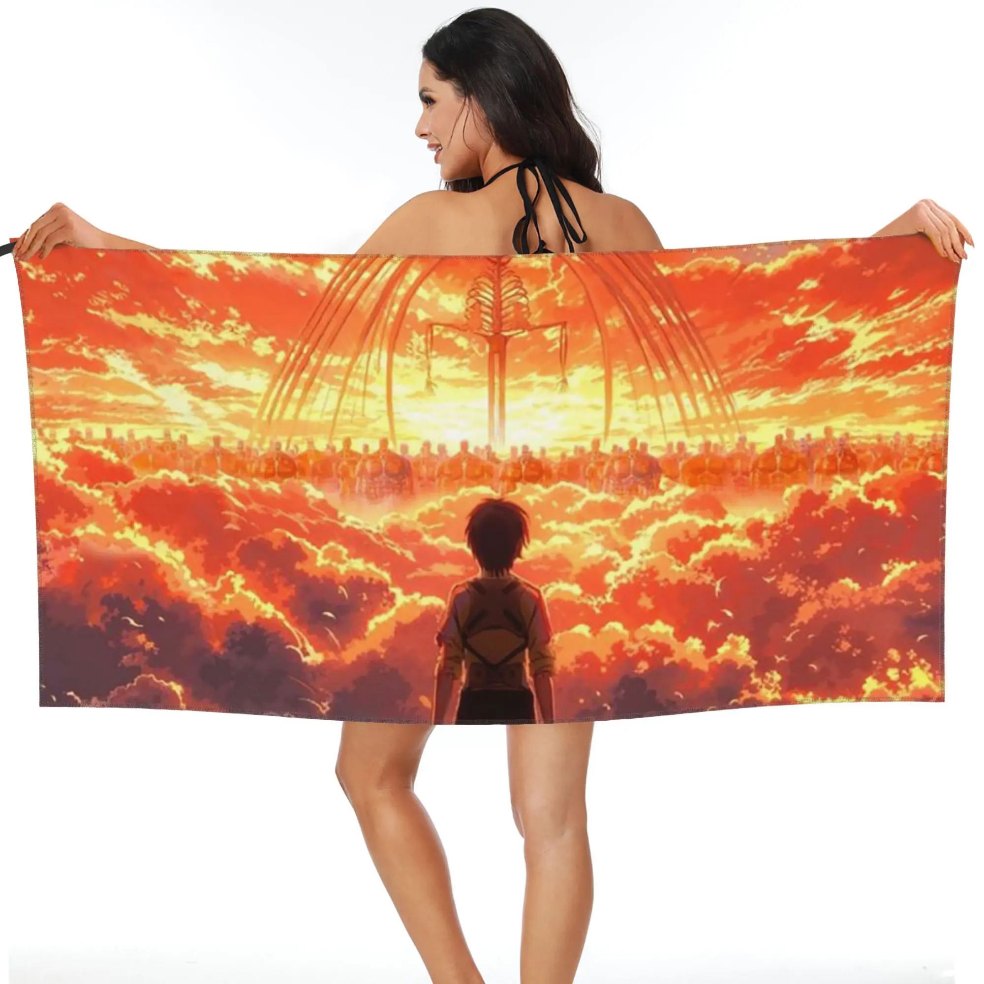 Attack On Titan Zeke Yeager Beach Towel Soft Microfiber Quick Dry Absorbent Quick Towels For Mountain Climbing