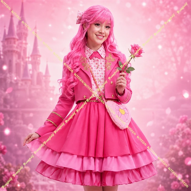 Disfraz Rosa de Anime, Película Wicked Wonderlandland, Cosplay Kawaii, Chaqueta Rosa, Vestido JK Cake, Bolso, Pelucas Sweet Lolita, Fiesta de Halloween