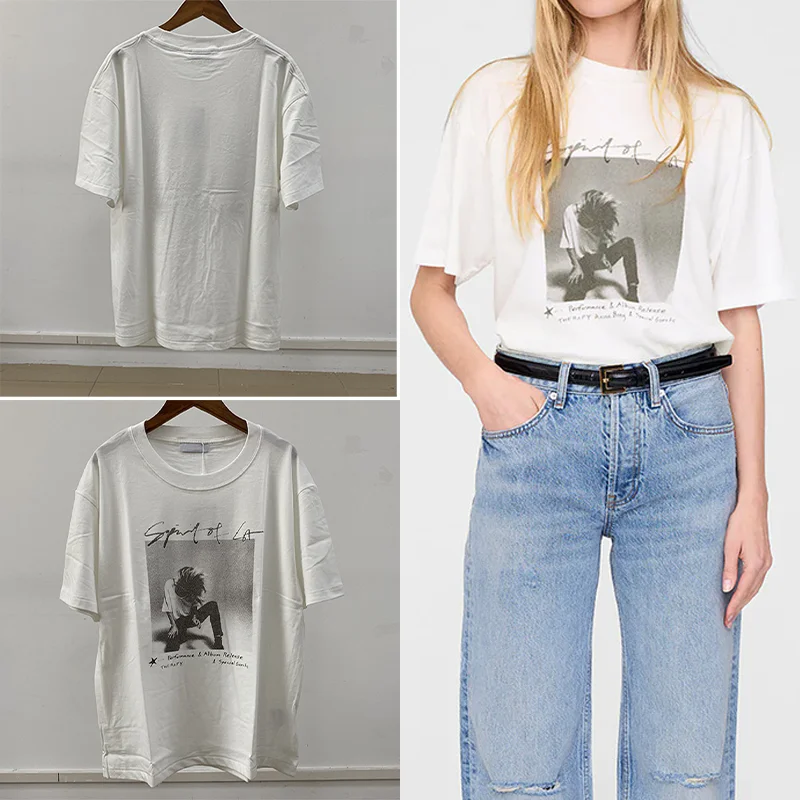 

Белая хлопковая футболка, женская хлопковая футболка в стиле рок, женские топы с короткими рукавами и круглым вырезом, повседневный летний пуловер, новые свободные футболки