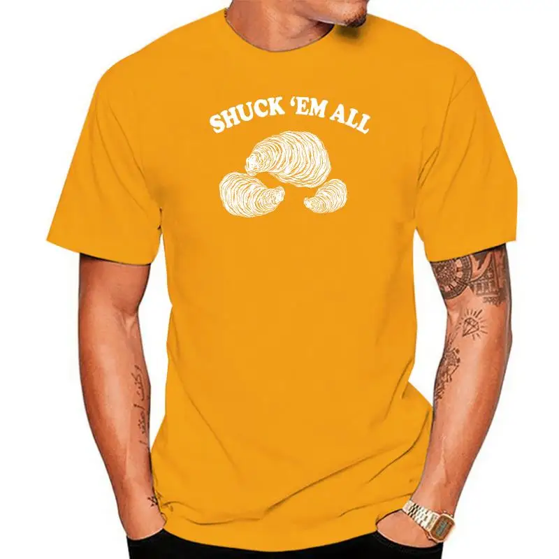 Shuck Em All Oysters Quahogs Shellfish Clam Shucking Premium T-Shirt Print T-Shirt Summer Casual top tee