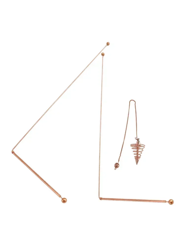 2 Pcs Sticks Detector Rod Copper Probe Double Round-ball Head For Water Treasure Finding Metal Probing Tool Measuring Tool