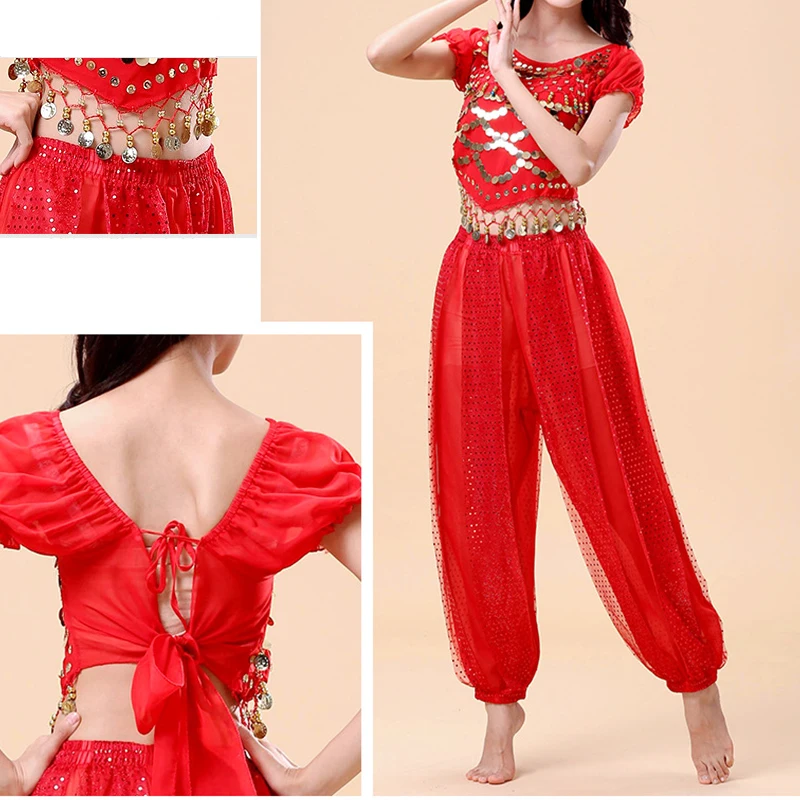 Vrouwen Prinses Buikdans Set Volwassen India Oosters Arabisch Stage Performance Kostuum Bollywood Rave Outfit Danskleding Kleding