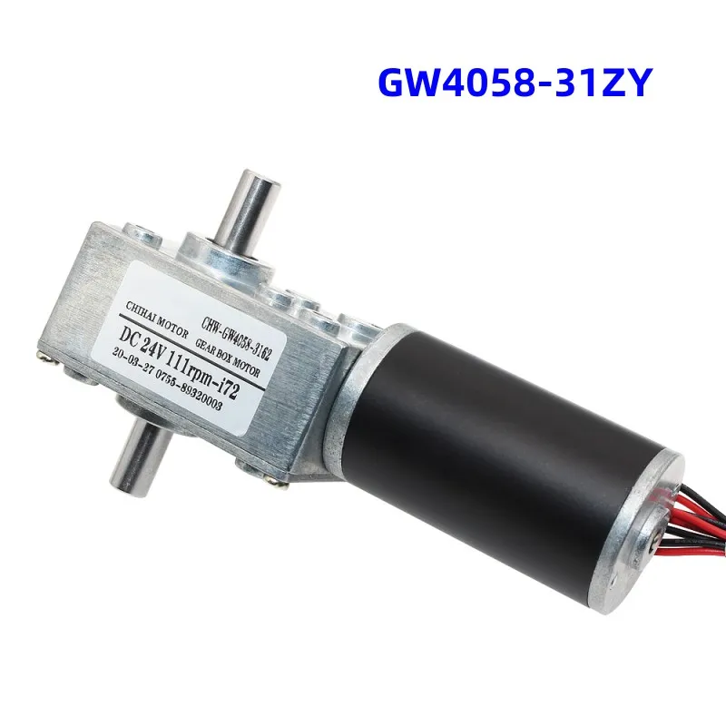 GW4058-31ZY Dual Output Shaft High Torque Turboworm Reduction DC Motor with Self-locking Turbine Worm Gear Motor