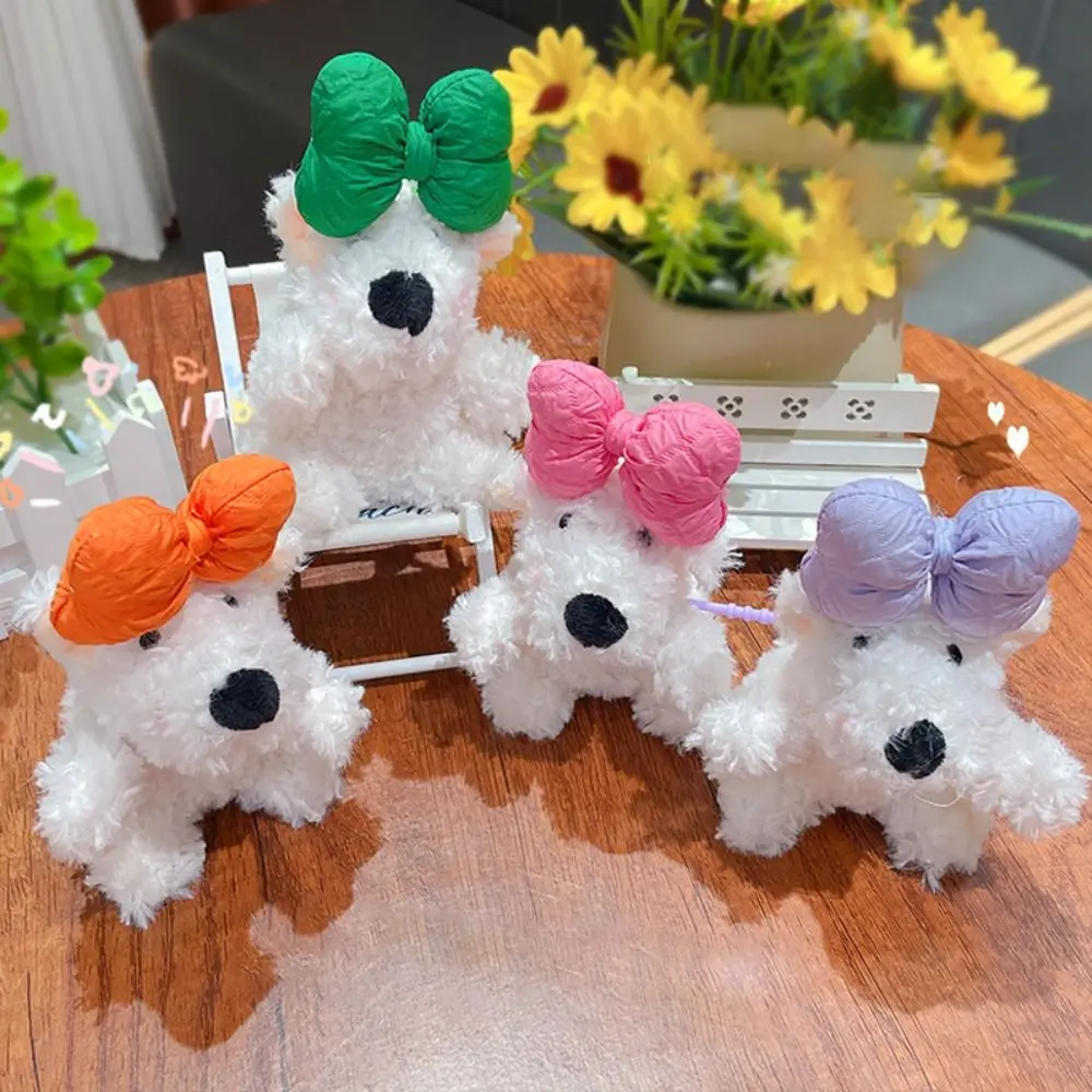 Anti-lost West Highland Terrier Keychain bowknot Mini Plush Puppy Keychain PVC and plush Creative doll pendant Children Gift