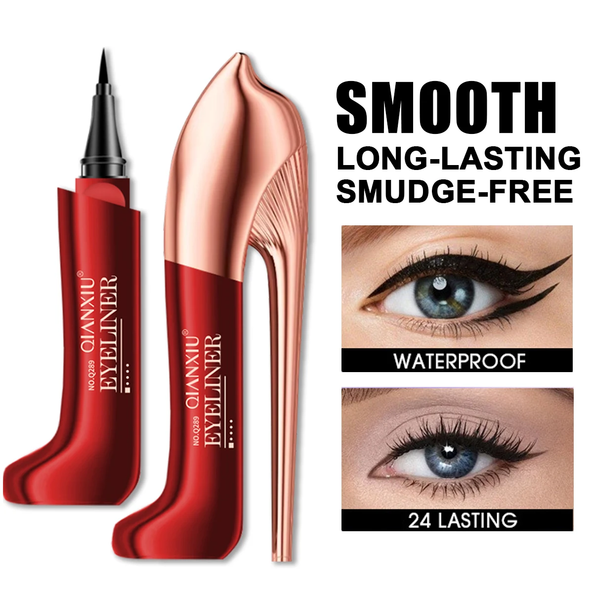 ハイヒールシューズには、防水性があり、汗に強く、アイライナーがにじまない黒のアイライナーペンが付属しています。