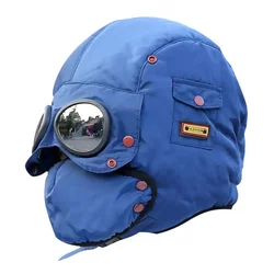 Chapeaux de bombardier d'hiver pour enfants, masque cagoule, bonnet de ski multicolore doublé coupe-vent, oreillettes pour garçons et filles, 5-10 ans