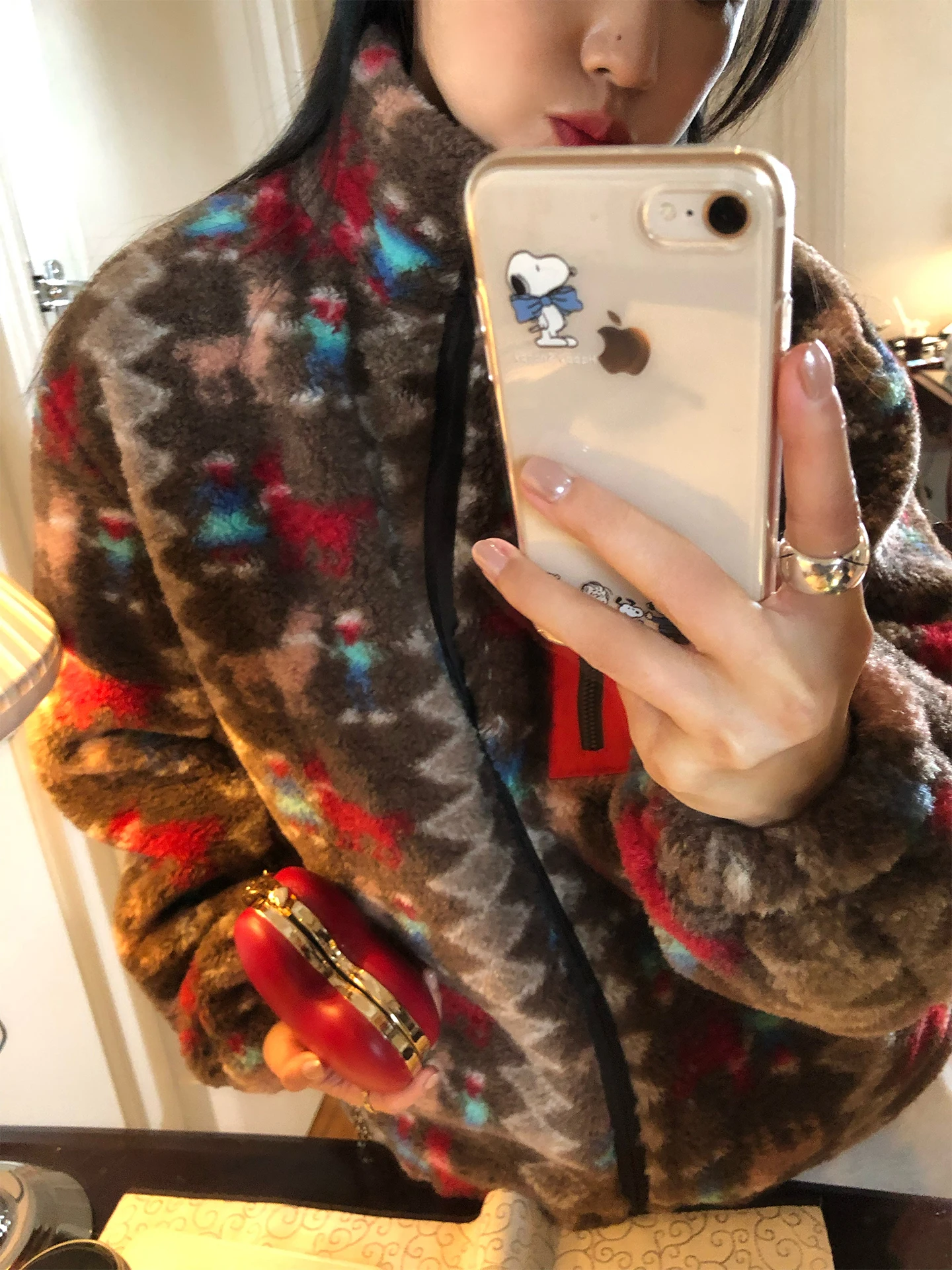 

Ранняя зимняя шуба с принтом, женская повседневная свободная куртка из полиэфирного волокна, длинное пальто на молнии све для повседневной носки