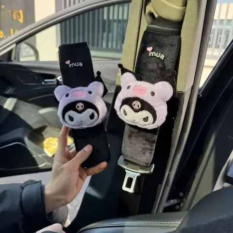 Lindo personaje de dibujos animados Kuromi cinturón de seguridad de coche hombreras diseño creativo interior del coche decoración linda regalo de vacaciones al por mayor