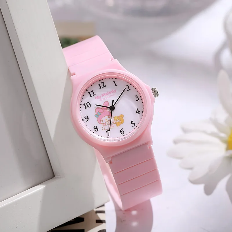 Sanrio Kuromi Simple Cartoon Pochacco Mymelody Quartz Watch Women\'s Student Watch Cinnamoroll Silicone Strap Watch Birthday Gift