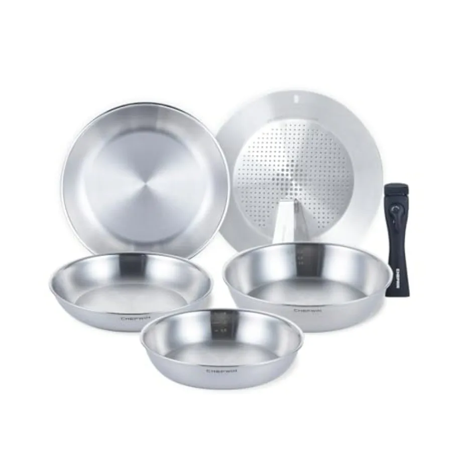 

316 Stainless Steel Removable Handle Cookware Set with 5Ply Construction for HighPerformance Cooking Includes 6Piece Stackable