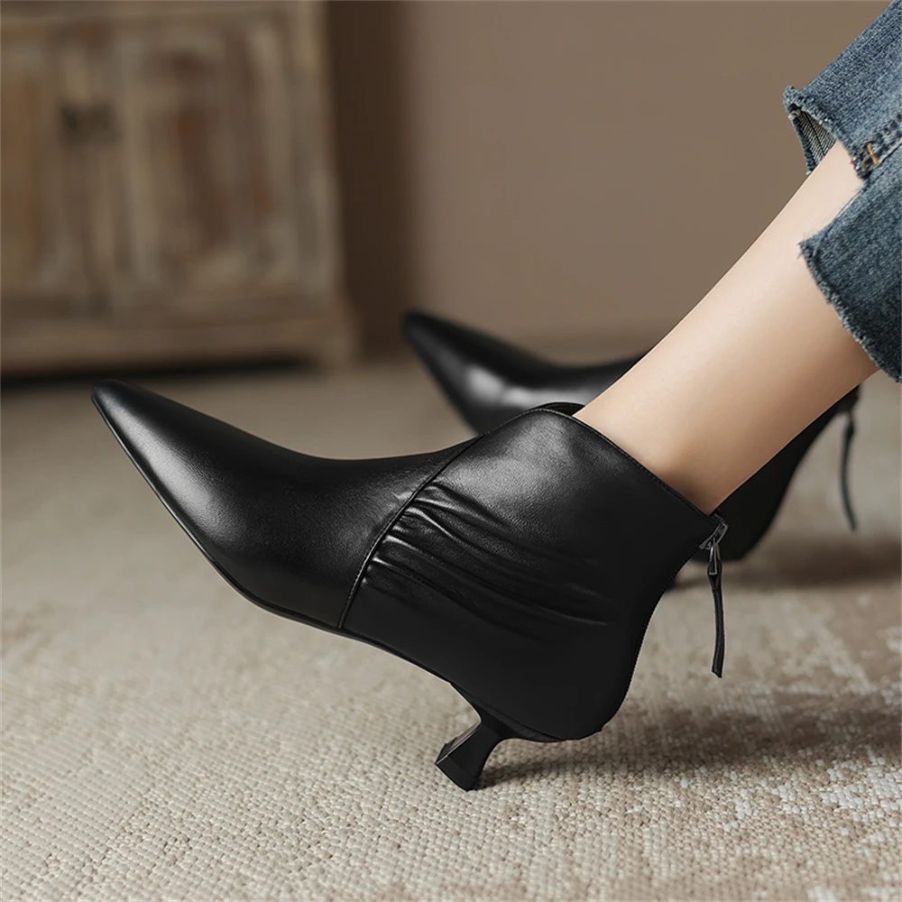 FEDONAS Cow Leather Boots Women Autumn Winter Ankle Boots High Heels Ankle Boots For Women Elegant Office Pumps