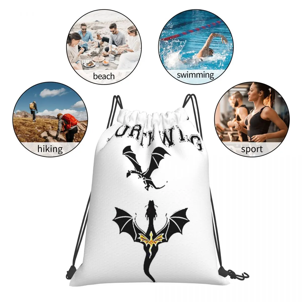 Fourth Wing Backpacks Multi-function Portable Drawstring Bags Drawstring Bundle Pocket Sports Bag Book Bags For Travel Students