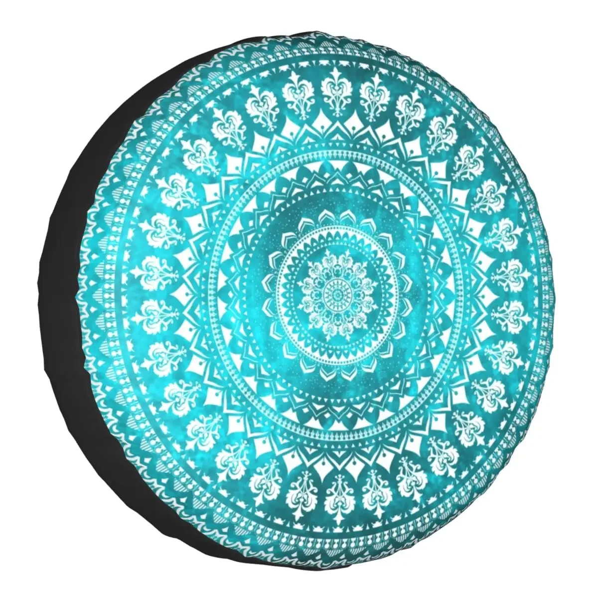 Mandala Turquoise Spare Tire Cover for Jeep Mitsubishi Pajero Floral Pattern SUV RV Camper Car Wheel Protectors Accessories