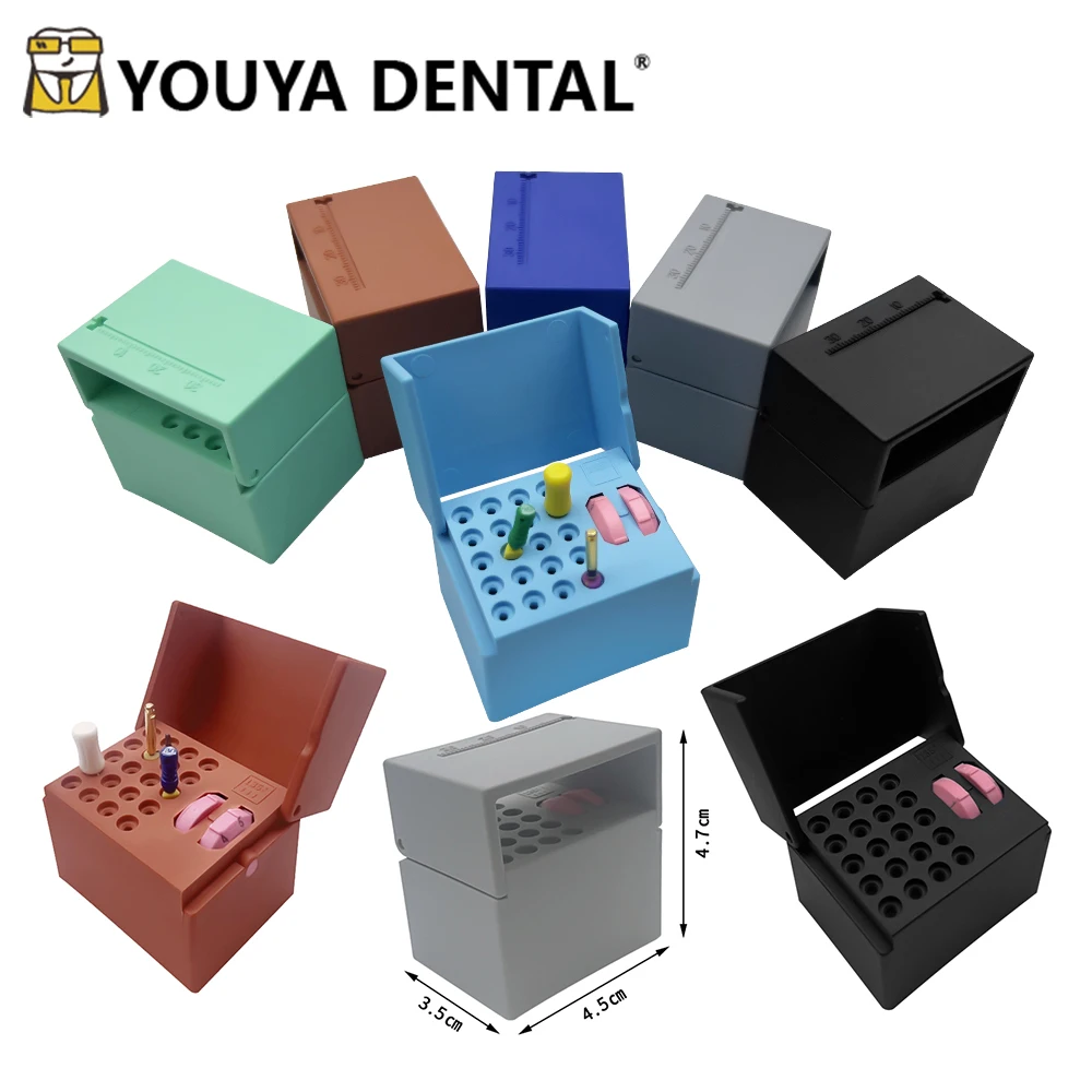 Dental 20 Holes Endo Drill Burs Holder for High Speed/Low Speed Bur Holder Autoclavable Block Case Drill Bit Stand