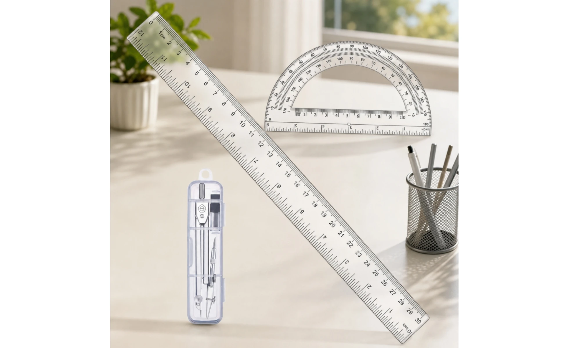 Geometry Tool Kit Clear Geometry Set with Case Compass Set with Case Portable Drawing Tool Kit Compact for Students, Schoolwork Geometry Tool Kit Clear Geometry Set with Case Compass Set with Case Portable Drawing Tool Kit Compact for Students, Schoolwork