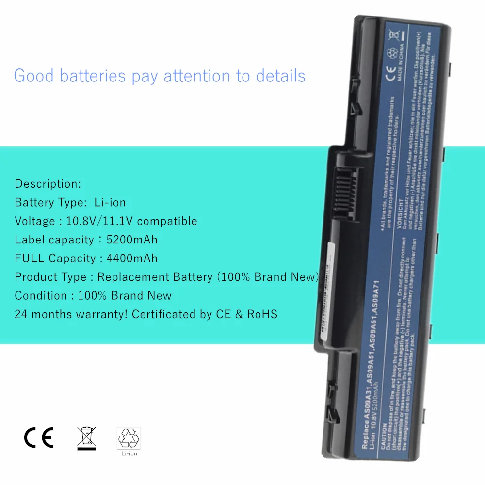 Juyaning Laptop battery for acer Aspire EMACHINE D525 E525 E725 G725 D725 E627 G627 AS09A71 AS09A73 AS09A75 AS09A78 AS09A90