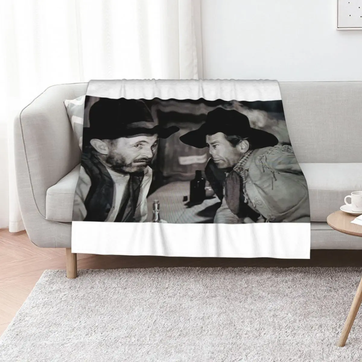 Gary Cooper and Walter Brennan in The Westerner Throw Blanket Hairy Furry Hair Shaggy Luxury Heavy Blankets