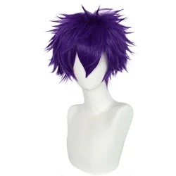 10 Inch Synthetic Short Purple Straight Men's Cosplay Wig for Halloween Christmas School Thanksgiving Day