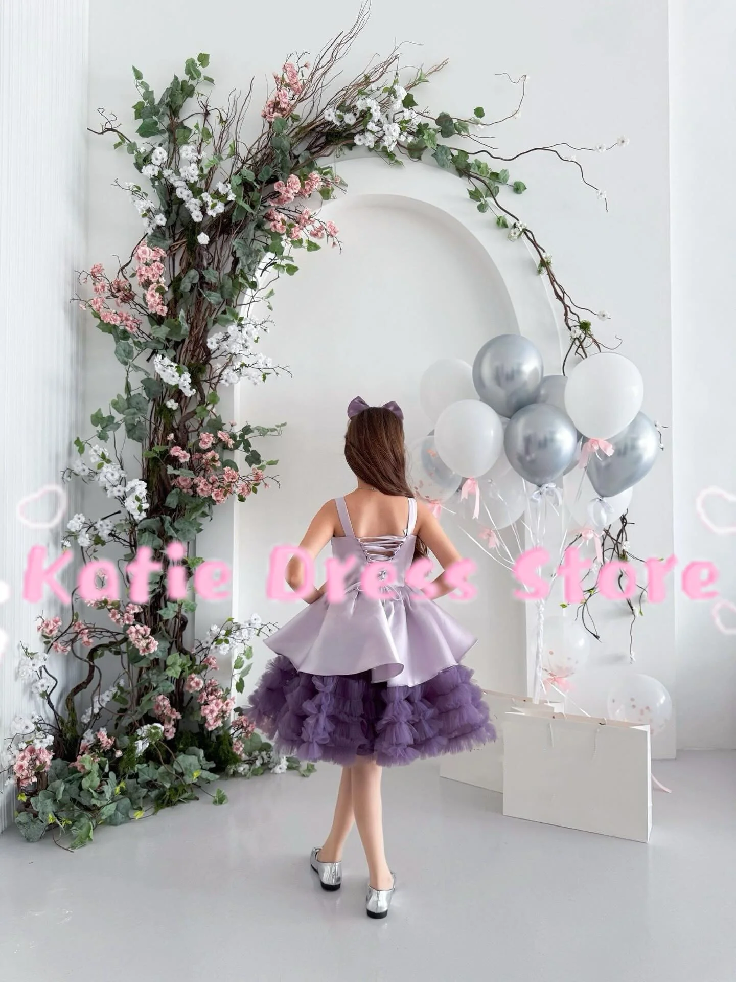 Flower Girl Dress For Wedding Tulle Puffy Sleeveless Sain Princess Kids Birthday Party First Communion Ball Gowns Customized