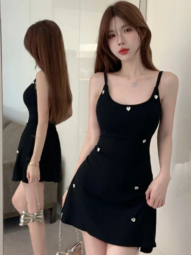 

Sexy Slim Fit Short Skirt with Diamond Embellishment Women's Summer New Style Fashionable Commute Korean Version Dress