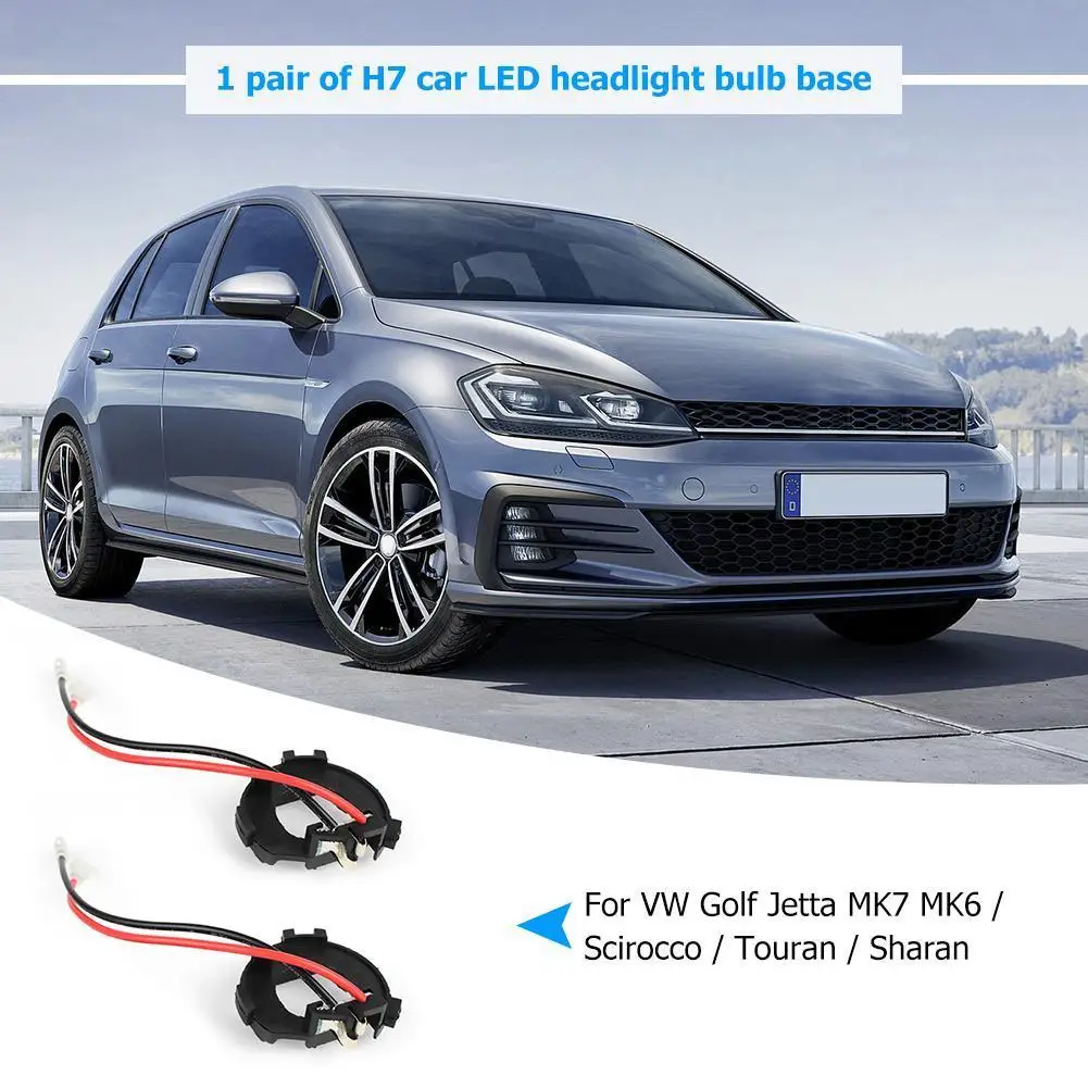 

1 Pair H7 LED Headlight Bulb Base Adapters Holders for Vito Golf Jetta MK7