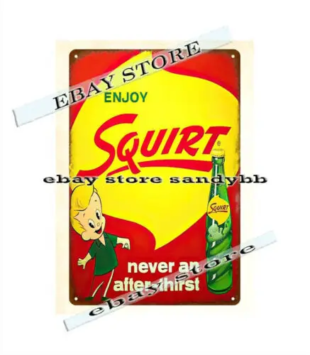 ENJOY SQUIRT SODA POP metal tin sign exterior house wall art-Aluminum