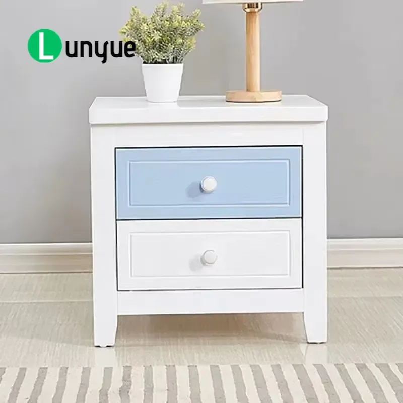 Contemporary Bedside Nightstand With Easy-Glide Drawers Trendy Bedroom Cabinet for Storage Solid Wood Construction for
