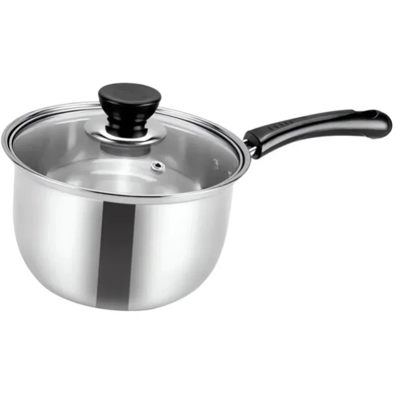 3-częściowy zestaw garnków ze stali nierdzewnej do mleka i zupy + pokrywki, 16/18/20 cm, 1,1 l - 2,3 l, odporne na niespodziewane zmiany temperatury, do gotowania pokarmów dla niemowląt, sosów, — 2