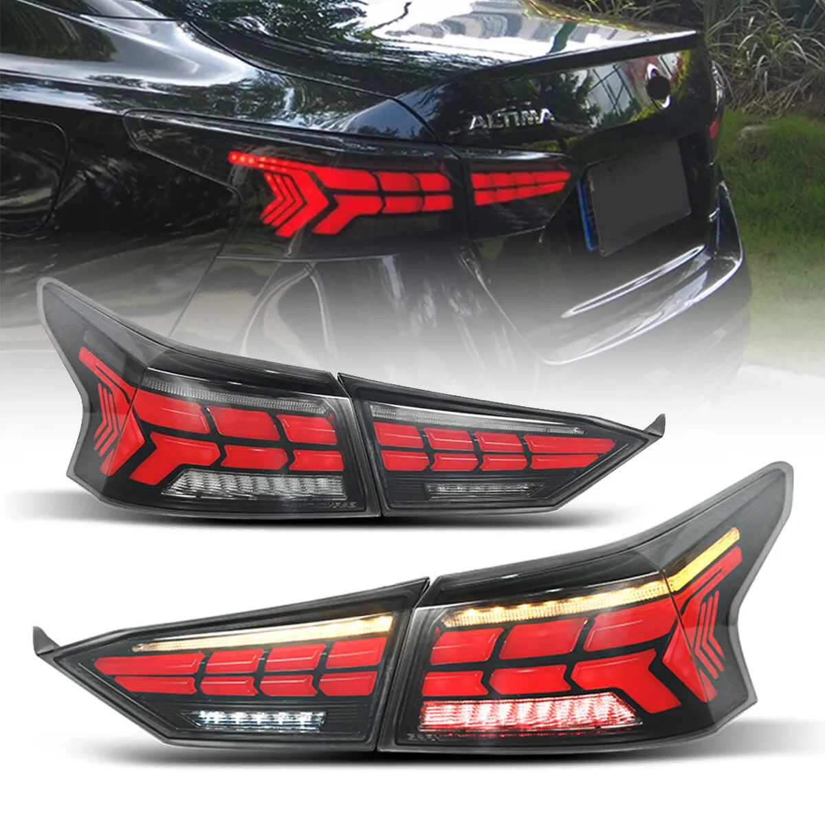 

2Pcs Smoke LED Tail Lights Assembly For Nissan Altima 2019 2020 2021 2022 Sequential Turn Signal Trunk Rear Lamp