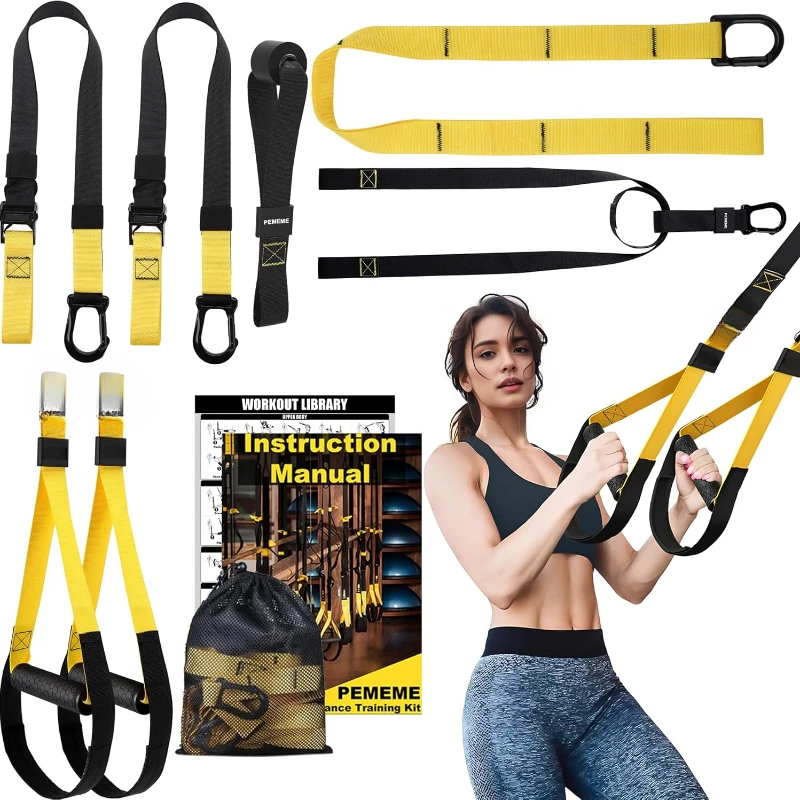 

Home Resistance Training Kit | Total Body Workout with Suspension Trainer Bands, Handles | Complete Home Fitness Equipment